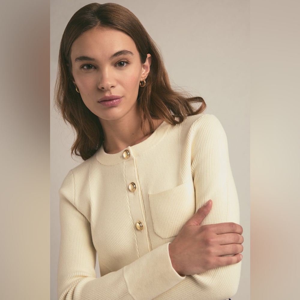 NEW Favorite Daughter The Quinn Cardigan Cream/Gold Size XL - Picture 3 of 16